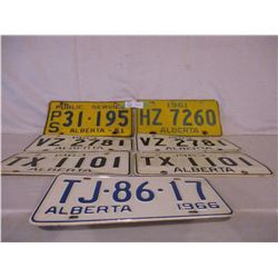 7 Alberta 1960s License Plates