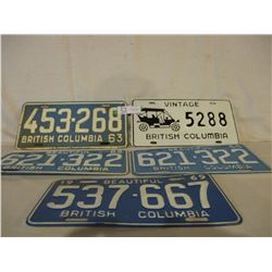 5 British Columbia License Plates