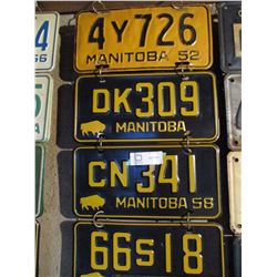 15 Manitoba Assorted License Plates 1950s-1980s