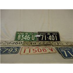 14 Ontario 1963-1965 License Plates (Some Pairs)