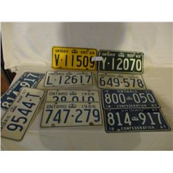 12 Ontario 1966 and 1967 License Plates (some pairs)