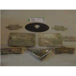 9 Assorted Chevrolet 1950s Serial Number Plates and Emblem Pieces