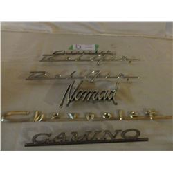 6 Assorted Chevrolet 1950s Chrome Car Name Plates