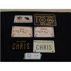 6 Assorted Miniature Canadian and USA License Plates