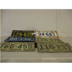 7 North Dakota Assorted License Plates 1950s