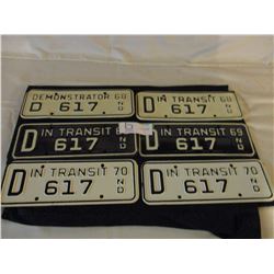 6 (3 Pairs) North Dakota 1968/69/70 Dealer License Plates