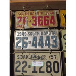 17 South Dakota Assorted License Plates 1940s-1980s (Some Pairs)