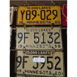 10 Assorted Minnesota License Plates 1950s-1980s