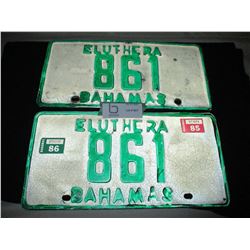 1985 Bahamas Pair of License Plates