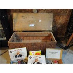 Wooden Box of Misc Old Auto Parts and Tools