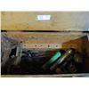 Image 3 : Wooden Box of Misc Old Auto Parts and Tools