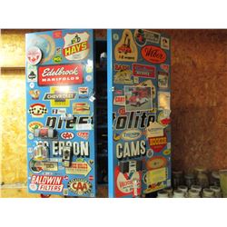 Metal Shop Wall Mounted Tool Box with Misc Auto Key Chains and Assorted Supplies 15" by 25" by 28" T