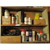 Image 1 : Wooden Display Unit with Automotive Parts, Paints and etc. 8.5" by 37" by 28" T