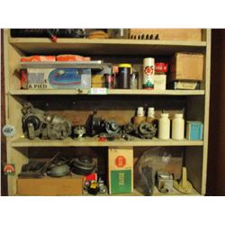 Wooden Display Unit with Automotive Parts and Accessories 8" by 36" by 37"