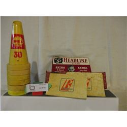 6 Shell Oil Bottle Plastic Spouts and Royalite Oil Brittle Pad