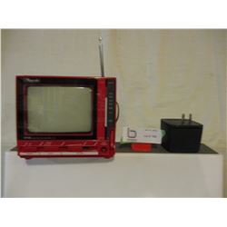 Miniature 1980s Red Plastic Television