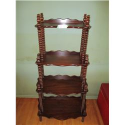 Wooden Shelf Unit with Spiral Columns Tier 25 by 53"