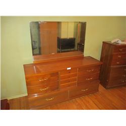 Wooden Dresser with Mirror 18 by 58 by 61" T
