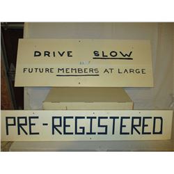 2 Wooden 567 Club Show Parking Signs and Box of 1970s 567 Club Magazines