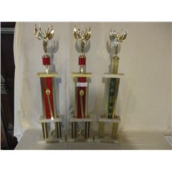 3 1978 and 1979 Dragging Car Show Trophies 32" T
