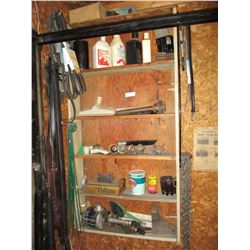 Assortment of Auto Parts, Fan Bels, Wooden Shelf (6 by 28 by 55") and etc.