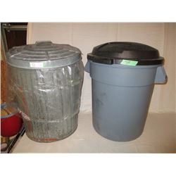 Aluminum Garbage Can with Lid and Plastic Garbage Can with Lid