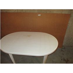 White Plastic Table and 8 by 4" Peg Board
