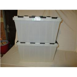 2 Heavy Duty Plastic Containers with Folding Lids
