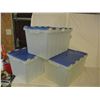 Image 2 : 3 Blue Heavy Duty Plastic Containers with Lids