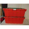 Image 1 : 2 Heavy Duty Plastic Containers with Lids Red and Green