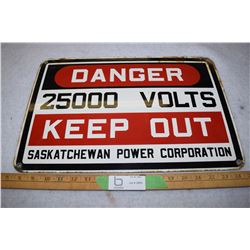 18.5 by 12.5 Sask Power Porcelain Sign 1950-1960s