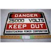 Image 1 : 18.5 by 12.5 Sask Power Porcelain Sign 1950-1960s