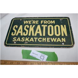 Saskatoon Wooden License Plate