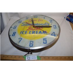 16" Silverwood Ice Cream Clock Working & Lights Up