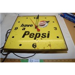 Vintage Antique Pepsi Clock Canadian Neon Ray (Working & Lights Up)