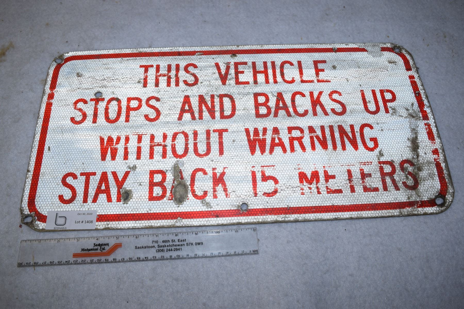 Machine Back Up Sign Back-Up Sign