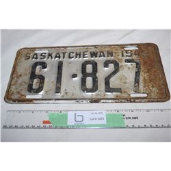 1948 Sask License Plate