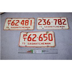 3 1975 Sask License Plates