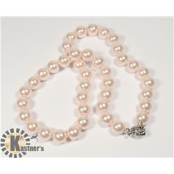 #135-SEA SHELL PEARL NECKLACE  10mm/ 17"