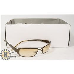 BOX OF METALLIC BROWN DESIGNER SUNGLASSES