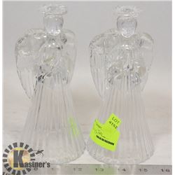 PAIR OF CRYSTAL ANGEL FIGURES