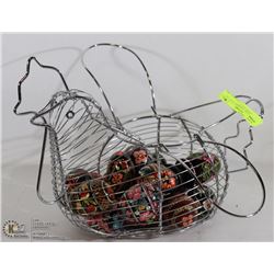 CHROME WIRE CHICKEN FULL OF EASTER EGGS (16).