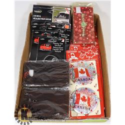 FLAT OF NEW MERCHANDISE INCLUDES CAR DECALS,