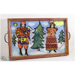 VINTAGE HAND PAINTED SERVING TRAY