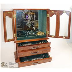 ESTATE JEWELLERY BOX BURSTING WITH COSTUME