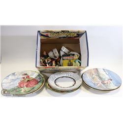 FLAT OF GNOMES, IRISH FIGURINES, COLLECTOR PLATES.