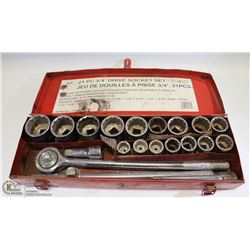 3/4" DRIVE SOCKET SET WITH CASE 7/8"-2"