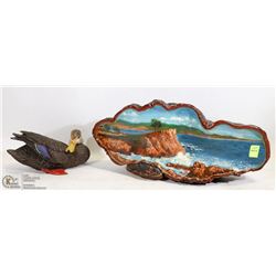 HAND PAINTED WOOD ORNAMENT W/ NATURES WINDOW