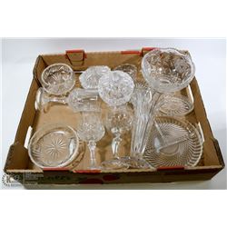 FLAT OF ESTATE CRYSTAL & CUT GLASS DISHWARE