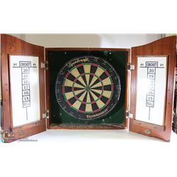 DART BOARD WITH SCORING CABINET